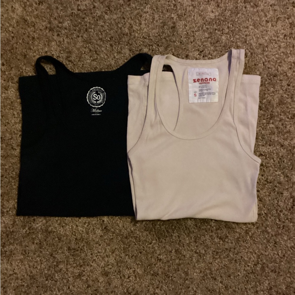 *SET* Black and Beige Racerback Tank Tops